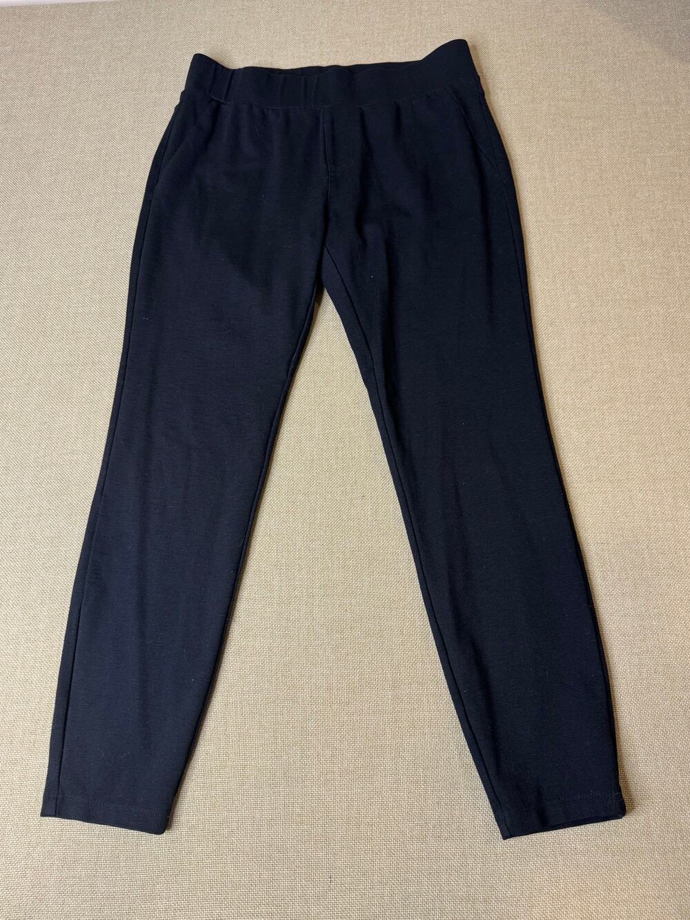 Matty M Womens Small Black Ponte Pull On Skinny Pants Cropped Stretch